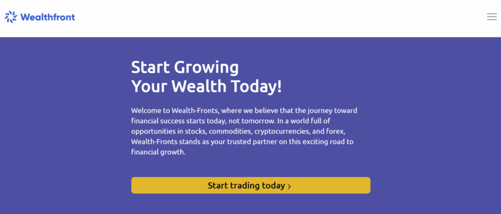 WealthFronts homepage WealthFronts homepage